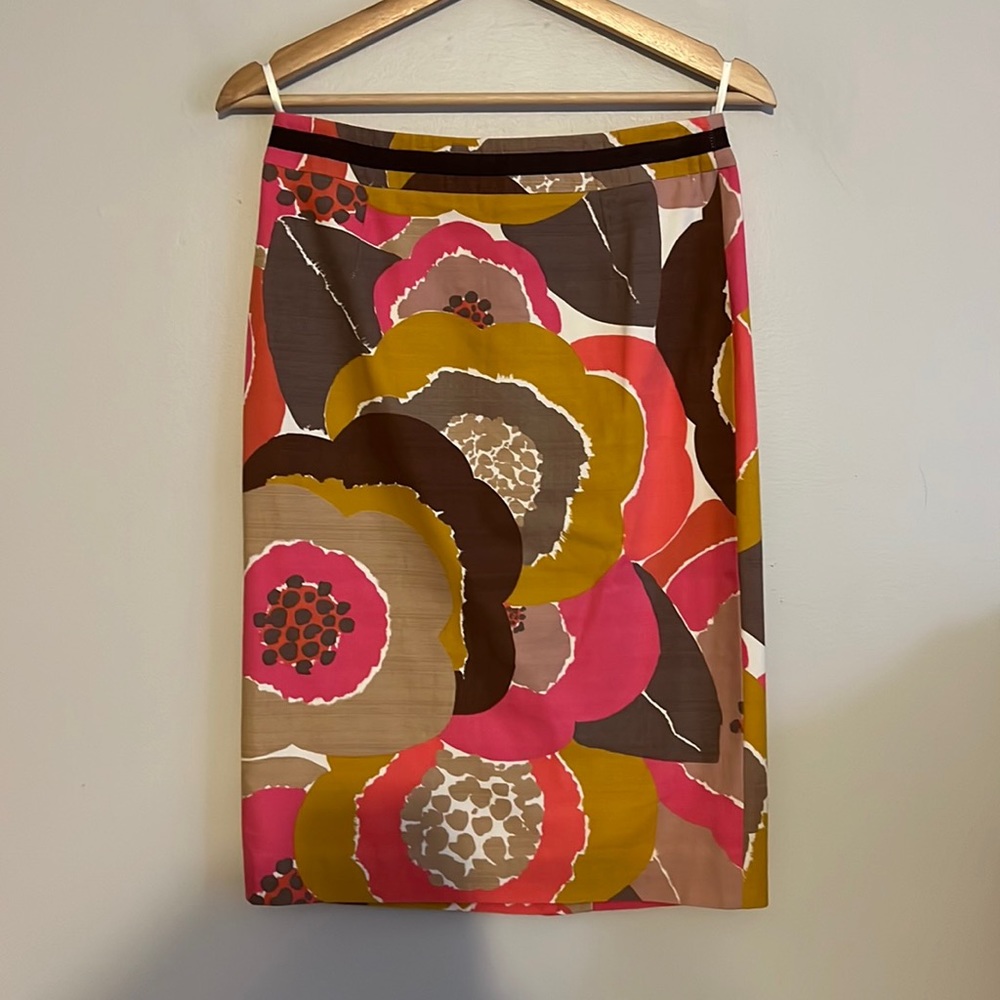 Boden Floral Cotton Pencil Skirt